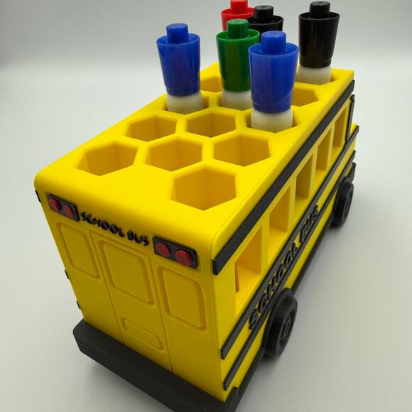 School Bus themed marker holder - perfect gift for a teacher - plastic - Picture 7 of 10